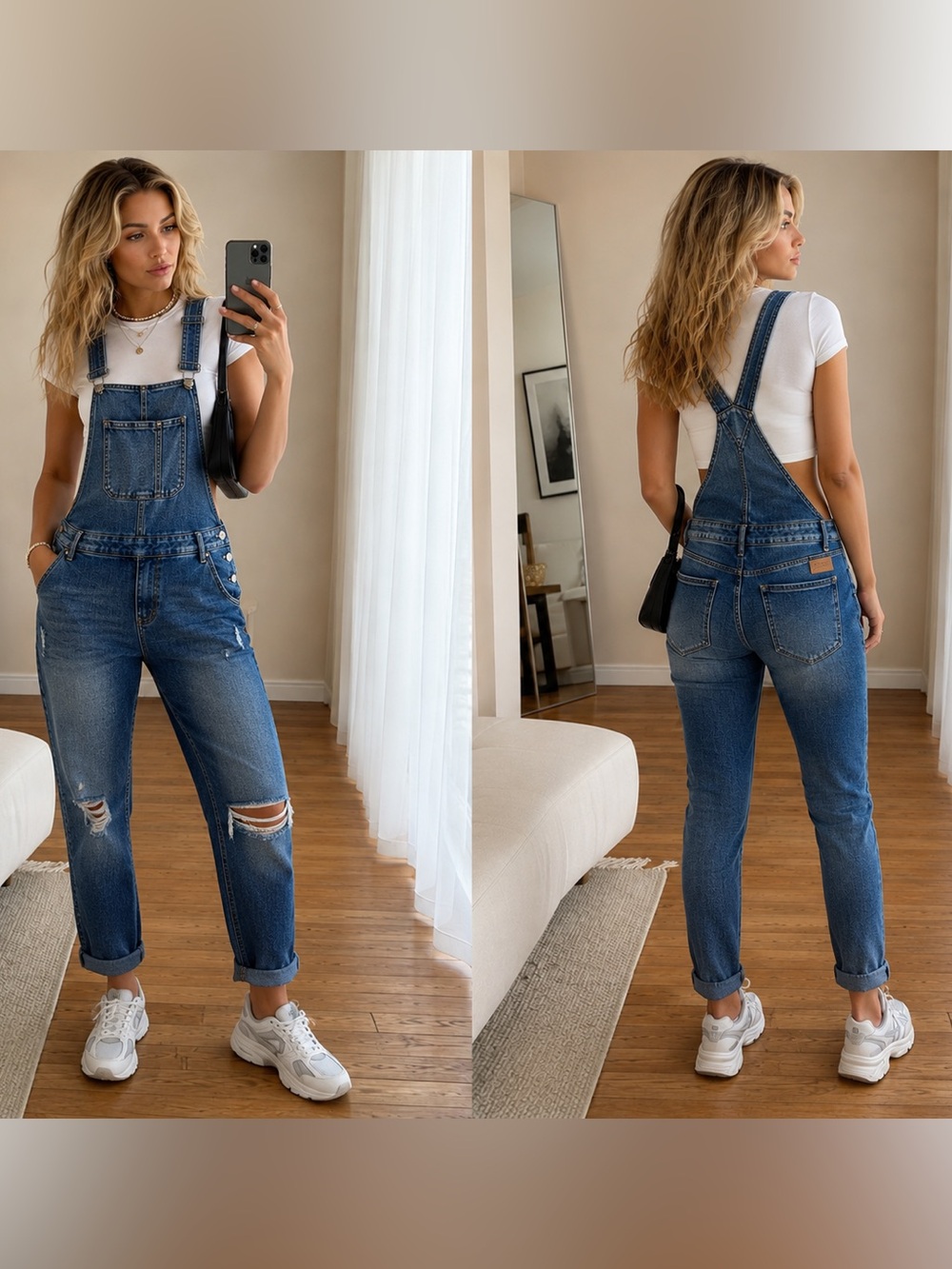 Mavi Edera Denim Overalls XL Distressed Wide Leg Vintage Wash Stretch Jumpsuit